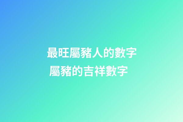最旺屬豬人的數字 屬豬的吉祥數字-第1張-觀點-玄機派